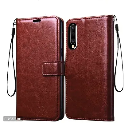 Stylish Brown Artificial Leather Flip Cover Samsung Galaxy A30s-thumb0