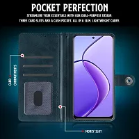 COVERBLACK Realme RMX3999 / 12 5G/ 12xFlip Cover Full Protection imported TPU Wallet Button Magnetic Book Leather Flip Cover for Realme 12 5G - Blue-thumb4