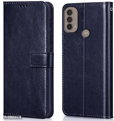 COVERBLACK Magnetic Case Artificial Leather::Silicon Flip Cover for MOTOROLA Moto E40 - Cobalt Blue-thumb0