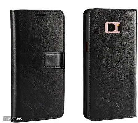 Stylish Black Artificial Leather Flip Cover Samsung Galaxy S6 Edge Plus