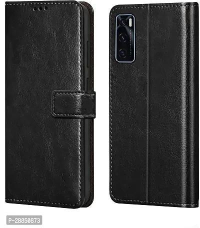 COVERBLACK Dual Protection Artificial Leather::Rubber Flip Cover for Vivo V20 Pro - Blue-thumb0