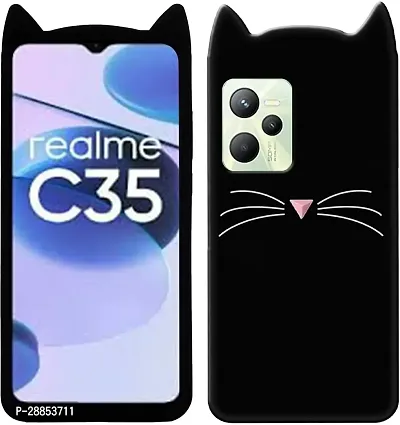 Classy Dual Protection Rubber Back Cover For Realme C35 - Dark Black