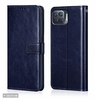 Stylish Blue Artificial Leather Flip Cover OPPO F17-thumb0