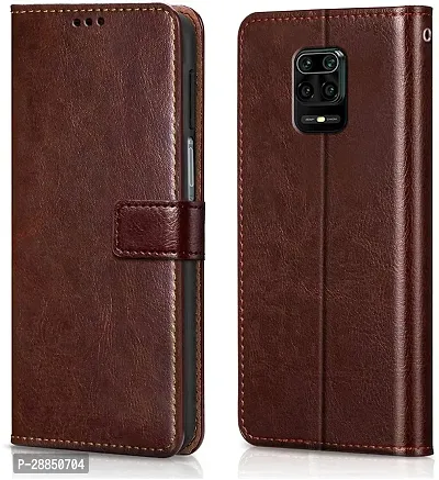 COVERBLACK Dual Protection Artificial Leather Flip Cover for Xiaomi Redmi Note 9Pro - Executive Brown-thumb0