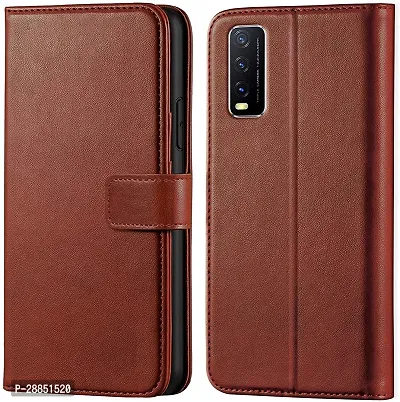 COVERBLACK Magnetic Case Artificial Leather::Rubber Flip Cover for Vivo Y20 - Executive Brown-thumb0