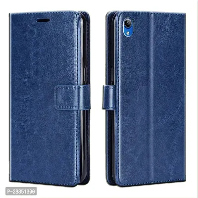 COVERBLACK Magnetic Case Artificial Leather::Rubber Flip Cover for Vivo Y90 / Y91i / Y1s / Y90C - Navy Blue-thumb0