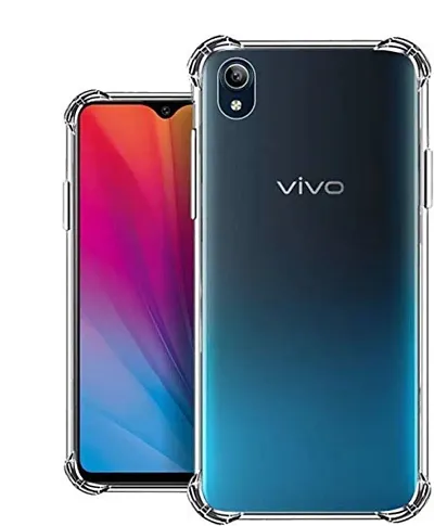PrintYug Silicon Flexible Shockproof Corner TPU Back Case Cover with Air Cushion Technology for Vivo Y90 (Transparent)