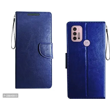 COVERBLACK Magnetic Case Artificial Leather::Rubber Flip Cover for MOTOROLA G10 Power - Navy Blue