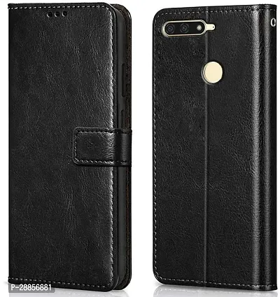 COVERBLACK Magnetic Case Artificial Leather::Rubber Flip Cover for Huawai Honor 7c - Venom Black-thumb0