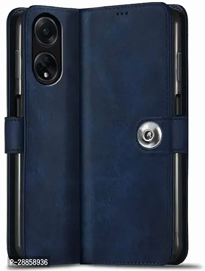 COVERBLACK Magnetic Case Artificial Leather::Rubber Flip Cover for OPPO F23 5G - Blue-thumb0