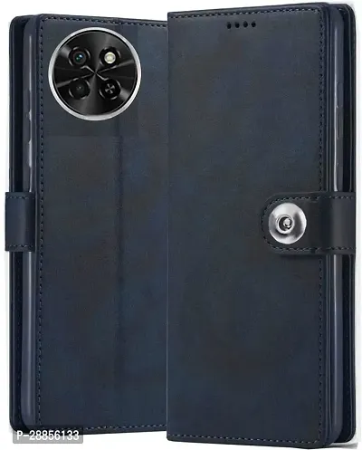 Classy Hybrid Tpu Artificial Leather And Silicon Flip Cover For Itel S665L / Itel_S23 - Blue-thumb0