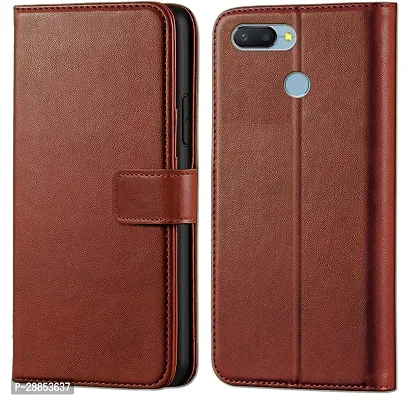 Classy Shock Proof Artificial Leather Flip Cover For Redmi 6 - Brown-thumb0