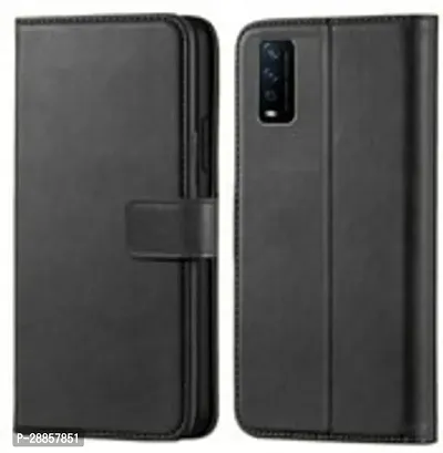 COVERBLACK Dual Protection Artificial Leather Flip Cover for VIVO Y12S 2021 - Black