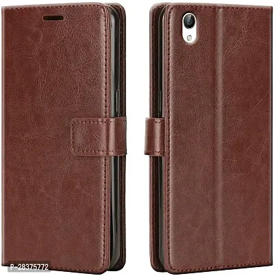 Stylish Brown Artificial Leather Flip Cover Tecno i7 / i7 Pro-thumb0