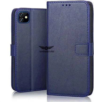 Cloudza Poco C3 Flip Back Cover | PU Leather Flip Cover Wallet Case with TPU Silicone Case Back Cover for Poco C3 Blue