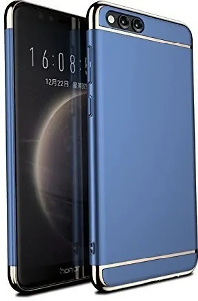 RRTBZ Ultra-Thin 3in1 Electroplate Metal Texture Hard Back Case Cover Compatible for RealMe C1 -Blue