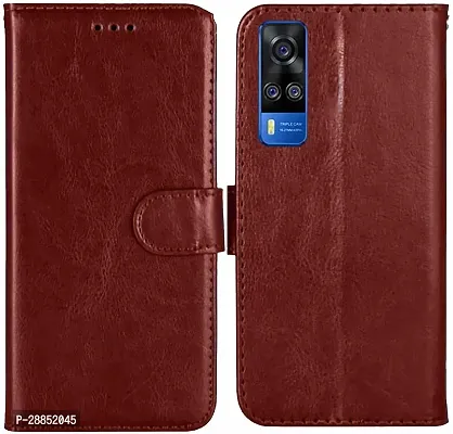 Classy Magnetic Case Artificial Leather Flip Cover For Vivo Y51 - Brown-thumb0