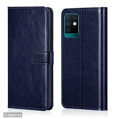 COVERBLACK Shock Proof Artificial Leather Flip Cover for Infinix  Note 10 - Blue