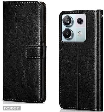 COVERBLACK Magnetic Case Artificial Leather::Rubber Flip Cover for POCO X6 5G - Gravity Black-thumb0