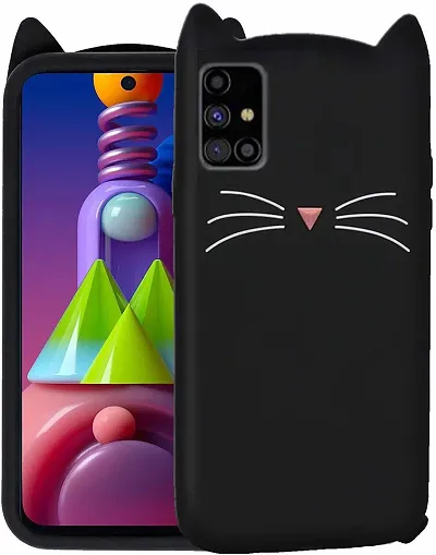 BUSTYLE Cat Kitty Back Cover Compatible with Samsung Galaxy A31 - Black