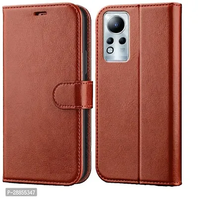 COVERBLACK Dual Protection Artificial Leather::Rubber Flip Cover for Infinix Note 12 - Executive Brown-thumb0