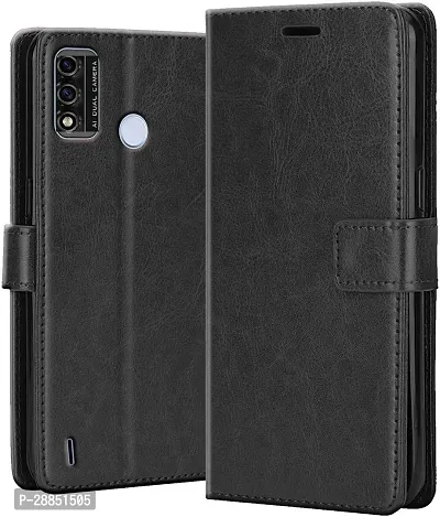 COVERBLACK Magnetic Case Artificial Leather::Rubber Flip Cover for Itel A48 - L6006 - Charcoal Black-thumb0