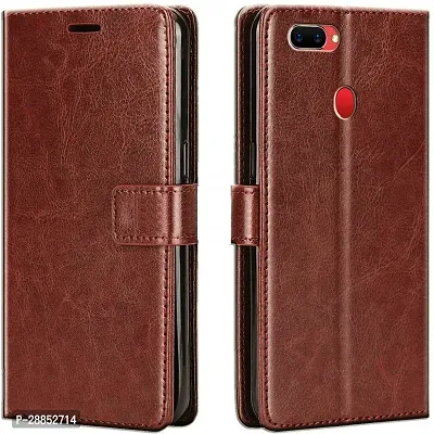 Classy Dual Protection Artificial Leather And Rubber Flip Cover For Realme 2 - Executive Brown-thumb0