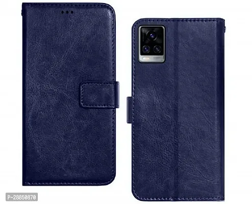 COVERBLACK Magnetic Case Artificial Leather::Rubber Flip Cover for Vivo Y73 - Blue-thumb0