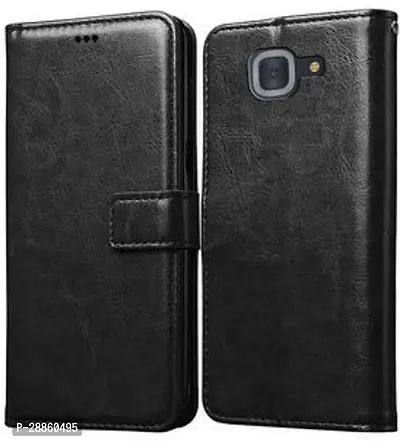 COVERBLACK Dual Protection Artificial Leather Flip Cover for Samsung Galaxy J7 MAX - Black