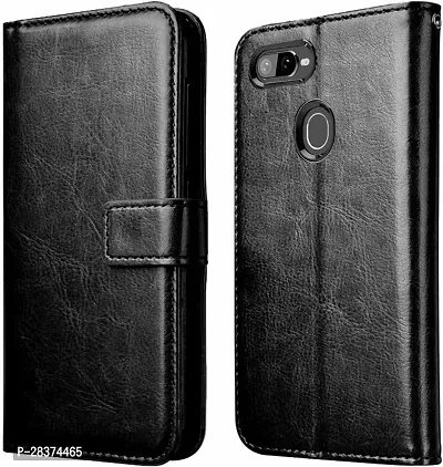 Stylish Black Artificial Leather Flip Cover OPPO F9 Pro-thumb0