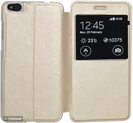 COVERBLACK Grip Case Artificial Leather::Plastic Flip Cover for Mi 5c - Golden-thumb0