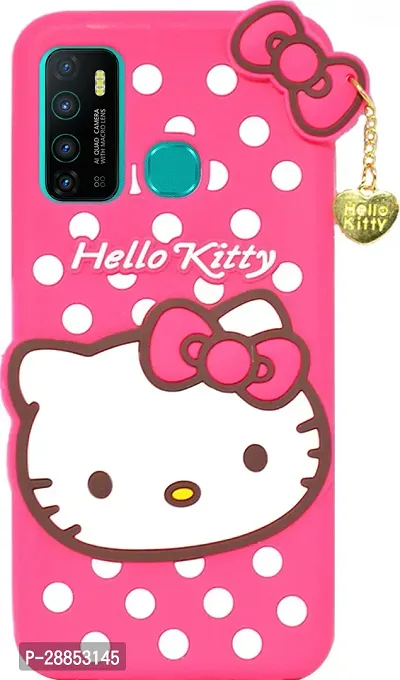 Classy Flexible Rubber Back Cover For Tecno Spark 5 - Hello Kitty Pink-thumb0