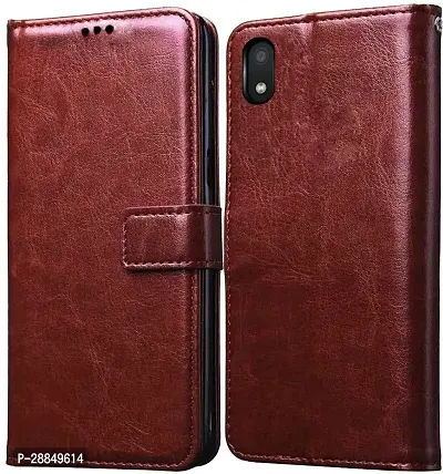 COVERBLACK Dual Protection Artificial Leather::Plastic Flip Cover for Samsung Galaxy M01 Core - Executive Brown-thumb0