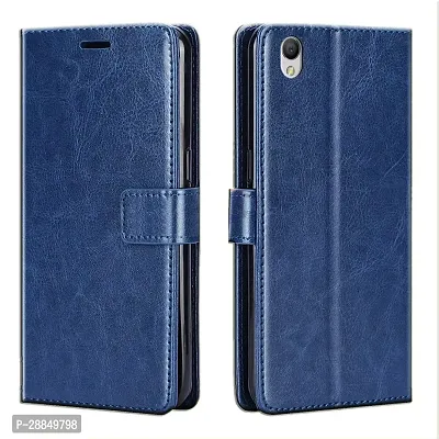 COVERBLACK Dual Protection Artificial Leather::Rubber Flip Cover for Vivo Y51 - Old 2015 Model - Blue-thumb0