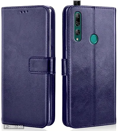 Classy Magnetic Case Artificial Leather And Rubber Flip Cover For Huawei Honor 9X - Navy Blue-thumb0