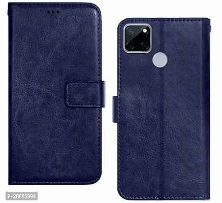 Classy Grip Case Artificial Leather And Rubber Flip Cover For Realme Narzo 20 - Navy Blue