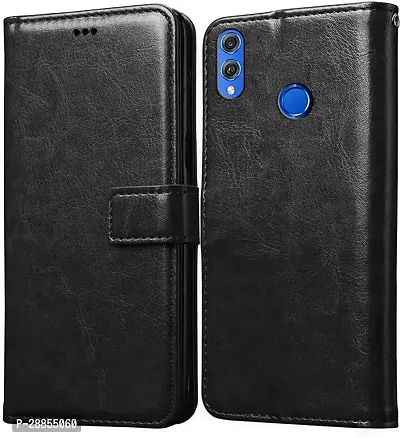 COVERBLACK Magnetic Case Artificial Leather::Silicon Flip Cover for Honor 8X - JSN-L42 - Vintage Starry Black-thumb0