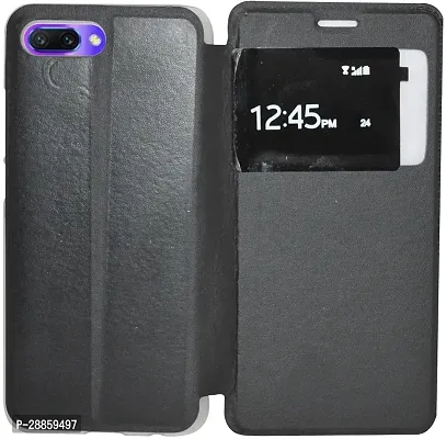 Classy Grip Case Artificial Leather And Plastic Flip Cover For Honor Col-Al10 / Honor_10 - Black-thumb0