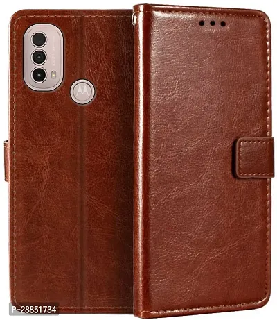 COVERBLACK Shock Proof Artificial Leather Back Cover for Motorola Moto E40 - Brown