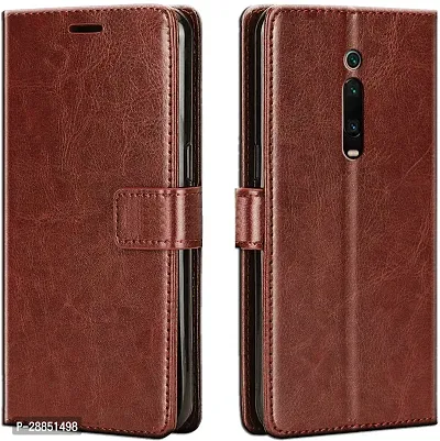 COVERBLACK Magnetic Case Artificial Leather::Rubber Flip Cover for Redmi K20Pro - MZB7749IN - Cherry Brown