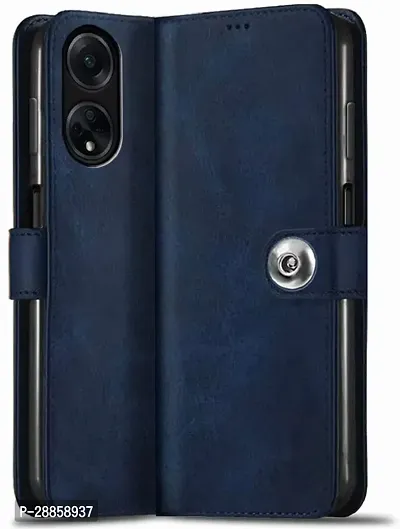 Classy Hybrid Tpu Artificial Leather And Silicon Flip Cover For Oppo Cph2527 / Oppo_F23 5G - Blue-thumb0