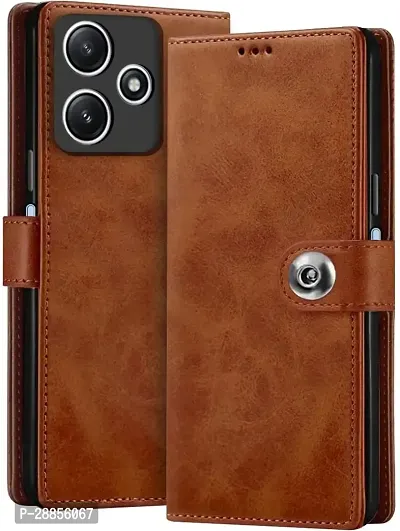 COVERBLACK Shock Proof Artificial Leather::Rubber Flip Cover for Mi REDMI 13c 5G - Brown-thumb0