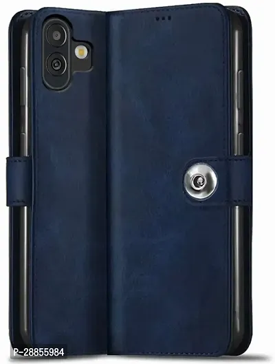 Classy Dual Protection Artificial Leather And Rubber Flip Cover For Samsung Galaxy M13 5G - Blue-thumb0