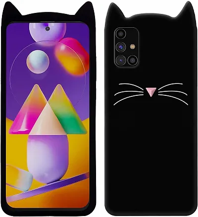 BUSTYLE Cat Kitty Back Cover Compatible with Samsung Galaxy M51 - Black