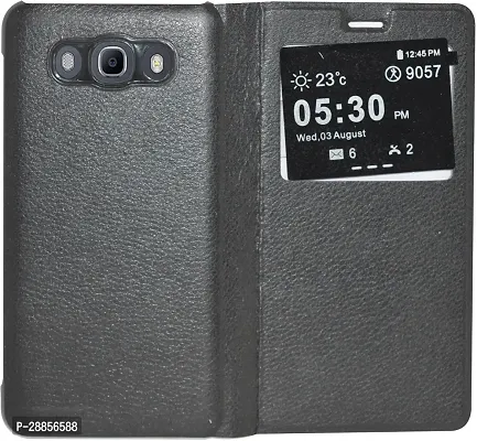 COVERBLACK Grip Case Artificial Leather::Plastic Flip Cover for Samsung J7 -16 SM-J710FN - Black