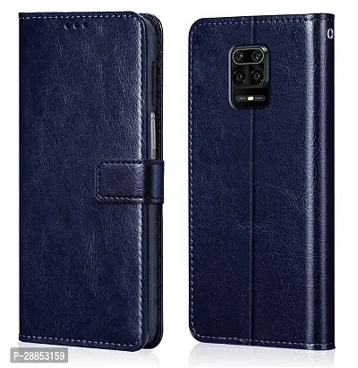 Classy Dual Protection Artificial Leather And Rubber Flip Cover For Mi Redmi Note 9 Pro Max - Navy Blue-thumb0