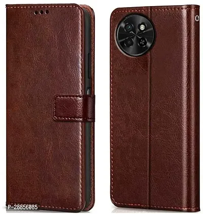 COVERBLACK Grip Case Artificial Leather::Silicon Flip Cover for itel S665L / itel_S23 - Brown