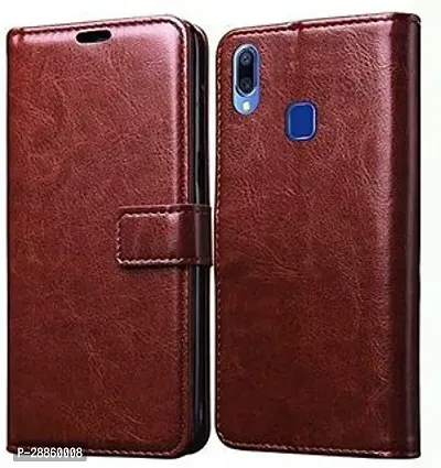 COVERBLACK Dual Protection Artificial Leather Flip Cover for Vivo Y95/ Vivo Y93/ Vivo Y91 - Brown-thumb0