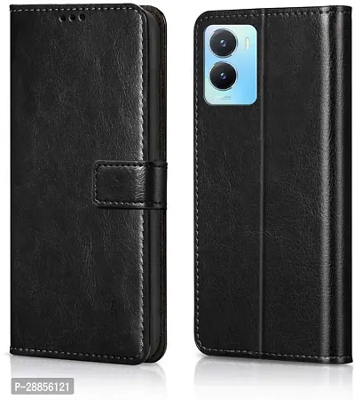 COVERBLACK Magnetic Case Artificial Leather::Silicon Flip Cover for Vivo V2253 / T2x 5G - Vintage Starry Black-thumb0