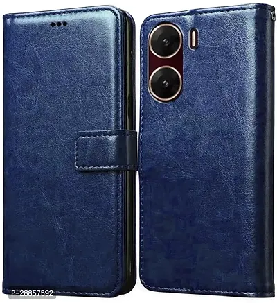 Classy Magnetic Case Artificial Leather And Silicon Flip Cover For Vivo V2303 / Vivo_V29E 5G - Cobalt Blue-thumb0